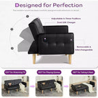 TYBOATLE 65 Convertible Loveseat Sofa Bed with USB Ports, 3-Position Adjustable Backrest, Modern Tufted Small Sofa