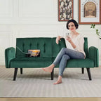 TYBOATLE 65 Convertible Loveseat Sofa Bed with USB Ports, 3-Position Adjustable Backrest, Modern Tufted Small Sofa