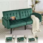 TYBOATLE 65 Convertible Loveseat Sofa Bed with USB Ports, 3-Position Adjustable Backrest, Modern Tufted Small Sofa