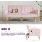 TYBOATLE 65 Convertible Loveseat Sofa Bed with USB Ports, 3-Position Adjustable Backrest, Modern Tufted Small Sofa