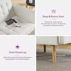 TYBOATLE 65 Convertible Loveseat Sofa Bed with USB Ports, 3-Position Adjustable Backrest, Modern Tufted Small Sofa