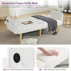TYBOATLE 65 Convertible Loveseat Sofa Bed with USB Ports, 3-Position Adjustable Backrest, Modern Tufted Small Sofa