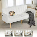 TYBOATLE 65 Convertible Loveseat Sofa Bed with USB Ports, 3-Position Adjustable Backrest, Modern Tufted Small Sofa