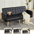 TYBOATLE 65 Convertible Loveseat Sofa Bed with USB Ports, 3-Position Adjustable Backrest, Modern Tufted Small Sofa
