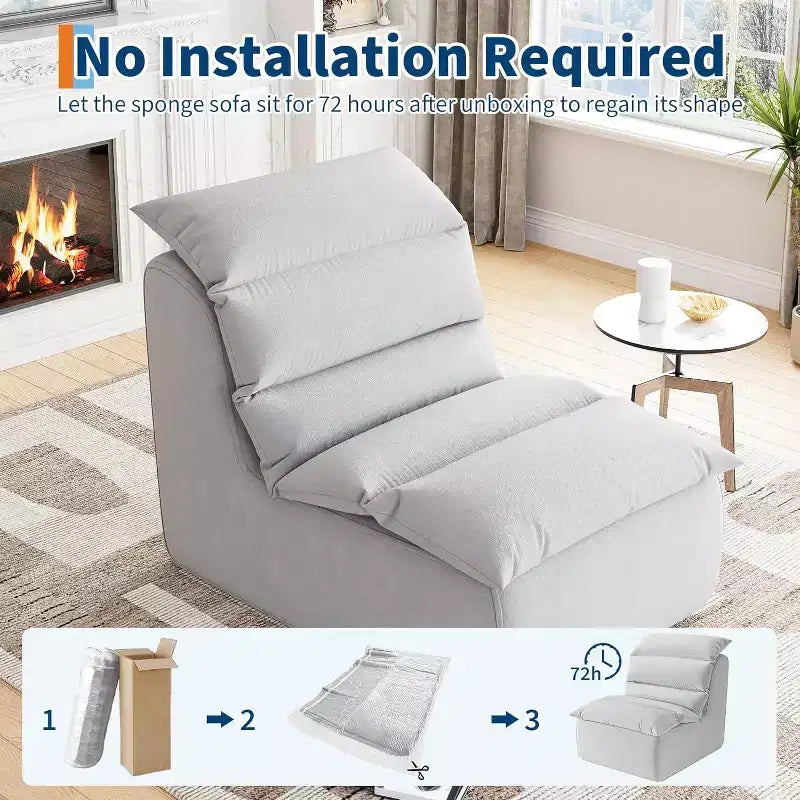 COZONY Lazy Floor Sofa with High-Resilience Foam Reading,Non-Slip Base for Gaming, Living Room or Bedroom, Gray