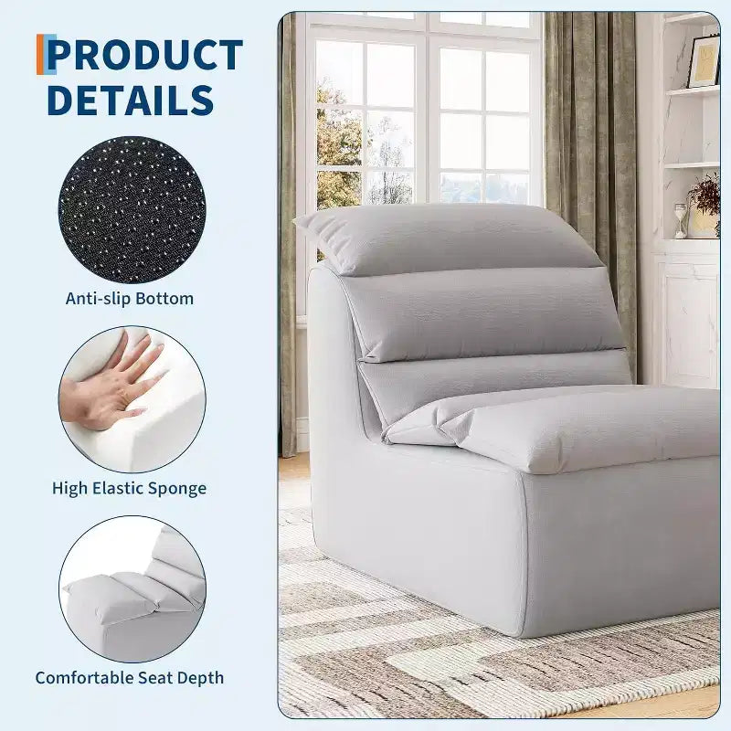 COZONY Lazy Floor Sofa with High-Resilience Foam Reading,Non-Slip Base for Gaming, Living Room or Bedroom, Gray