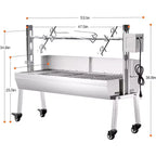 Kit de rôtissoire électrique AMERLIFE, capacité de 60 kg, rôtissoire barbecue réglable en hauteur en acier inoxydable pour agneau, dinde, camping en plein air