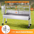 Kit de rôtissoire électrique AMERLIFE, capacité de 60 kg, rôtissoire barbecue réglable en hauteur en acier inoxydable pour agneau, dinde, camping en plein air