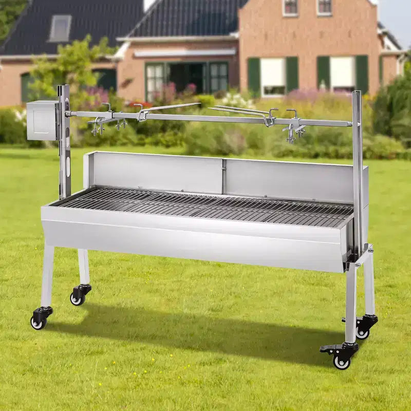 AMERLIFE Electric Rotisserie Grill Kit, 132 Lbs Capacity, Height-Adjustable Stainless Steel BBQ Roaster for Lamb Turkey Outdoor Camping