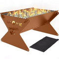 GasOne 15-inch Brown Portable Charcoal Grill - Foldable BBQ Grill - Camping Grills for Backyard, Bonfire, Patio - Heavy-Duty Portable Fire Pit