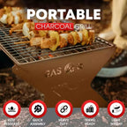 GasOne 15-inch Brown Portable Charcoal Grill - Foldable BBQ Grill - Camping Grills for Backyard, Bonfire, Patio - Heavy-Duty Portable Fire Pit