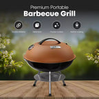 GasOne 14-inch Brown Portable Charcoal Grill  Barbecue Grill with 3-Point Locking Lid for Heat Preservation Dual Venting System