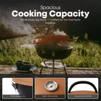 GasOne 14-inch Brown Portable Charcoal Grill  Barbecue Grill with 3-Point Locking Lid for Heat Preservation Dual Venting System