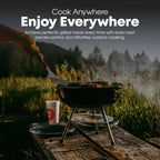 GasOne 14-inch Brown Portable Charcoal Grill  Barbecue Grill with 3-Point Locking Lid for Heat Preservation Dual Venting System