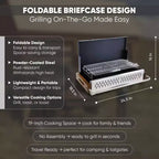 Barbecue au charbon de bois portable GasOne - Barbecue pliable de 62,2 x 47 cm avec couvercle - Aucun assemblage requis