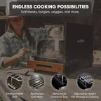 Barbecue au charbon de bois portable GasOne - Barbecue pliable de 62,2 x 47 cm avec couvercle - Aucun assemblage requis