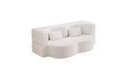 EHMKNP Modern Floor Sofa with 2 Pillows,Convertible Teddy Fabric Foam-Filled Sleeper Sofa Bed,for Living Room