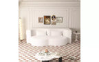 EHMKNP Modern Floor Sofa with 2 Pillows,Convertible Teddy Fabric Foam-Filled Sleeper Sofa Bed,for Living Room