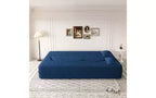 EHMKNP Modern Floor Sofa with 2 Pillows,Convertible Teddy Fabric Foam-Filled Sleeper Sofa Bed,for Living Room