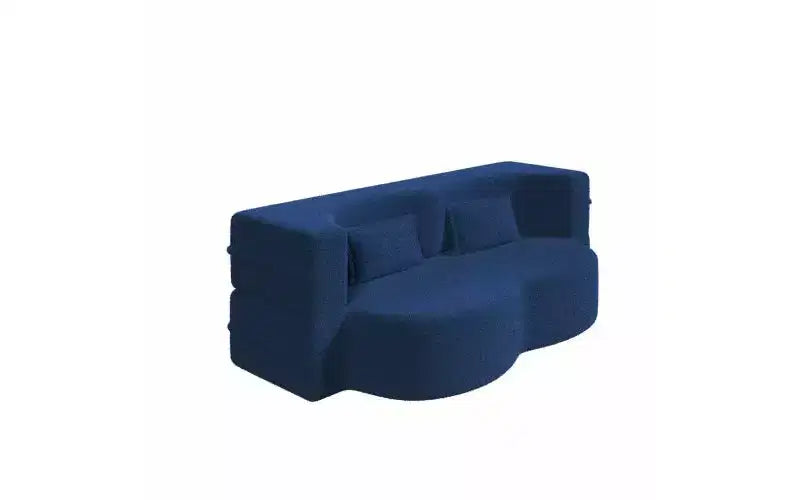 EHMKNP Modern Floor Sofa with 2 Pillows,Convertible Teddy Fabric Foam-Filled Sleeper Sofa Bed,for Living Room
