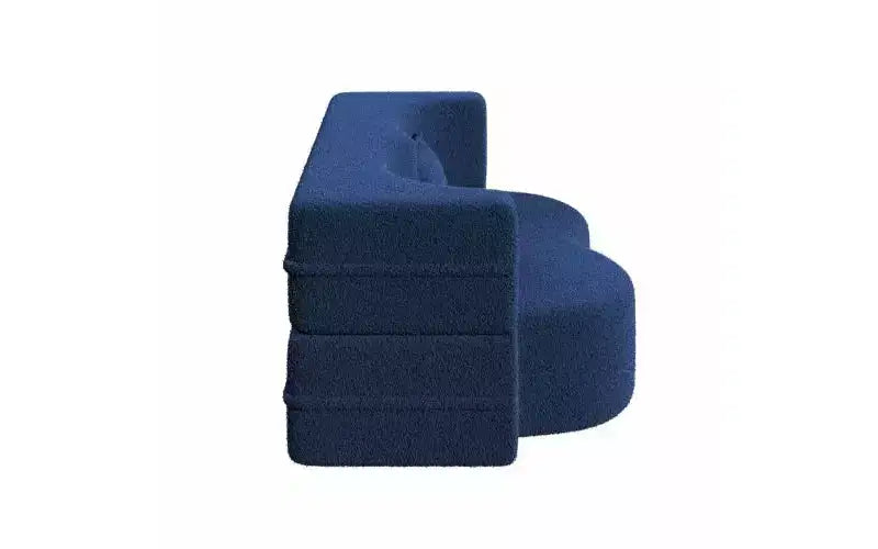 EHMKNP Modern Floor Sofa with 2 Pillows,Convertible Teddy Fabric Foam-Filled Sleeper Sofa Bed,for Living Room