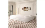 EHMKNP Modern Floor Sofa with 2 Pillows,Convertible Teddy Fabric Foam-Filled Sleeper Sofa Bed,for Living Room