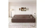 EHMKNP Modern Floor Sofa with 2 Pillows,Convertible Teddy Fabric Foam-Filled Sleeper Sofa Bed,for Living Room