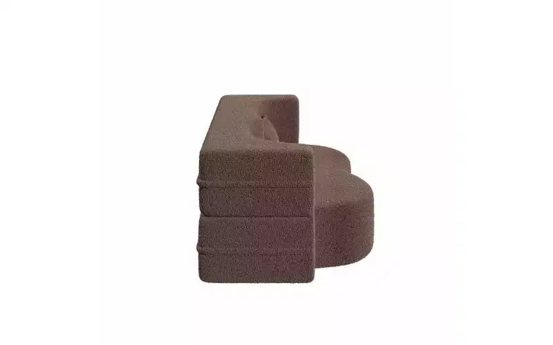 EHMKNP Modern Floor Sofa with 2 Pillows,Convertible Teddy Fabric Foam-Filled Sleeper Sofa Bed,for Living Room