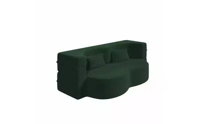 EHMKNP Modern Floor Sofa with 2 Pillows,Convertible Teddy Fabric Foam-Filled Sleeper Sofa Bed,for Living Room