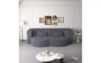 EHMKNP Modern Floor Sofa with 2 Pillows,Convertible Teddy Fabric Foam-Filled Sleeper Sofa Bed,for Living Room