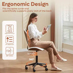 Chaise de Bureau Ergonomique sans Accoudoirs Bestier Bentwood, Chaise de Table Confortable avec Support Lombaire, Chaise de Bureau à Roulettes Réglable en Hauteur en Cuir PU