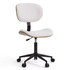 Chaise de Bureau Ergonomique sans Accoudoirs Bestier Bentwood, Chaise de Table Confortable avec Support Lombaire, Chaise de Bureau à Roulettes Réglable en Hauteur en Cuir PU