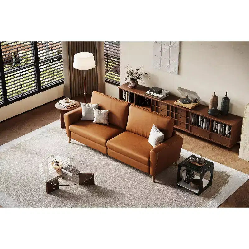84 Modern Sofa, 3 Seater Upholstered Sofa with Streamlined Arms, Deep Seat Sleeper Sofa for Living Room Bedroom Apartment