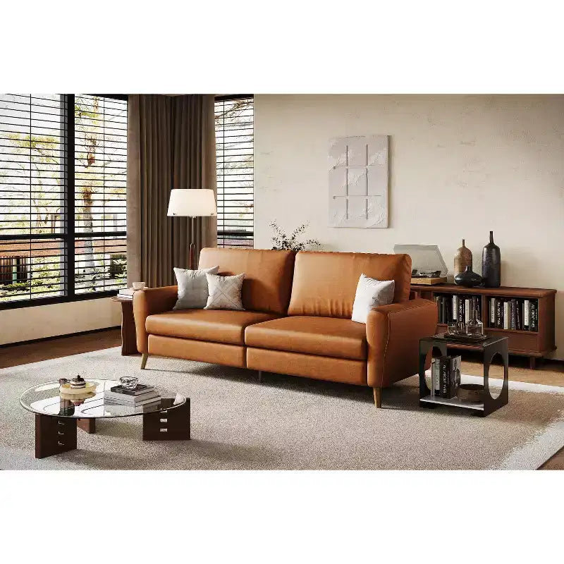 84 Modern Sofa, 3 Seater Upholstered Sofa with Streamlined Arms, Deep Seat Sleeper Sofa for Living Room Bedroom Apartment