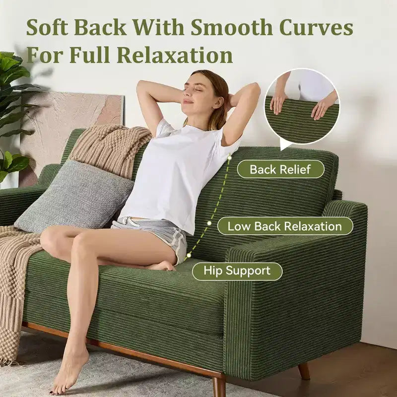 Dyonery 65.4 Comfy Loveseat Sofa Couches for Living Room,Mid Century Modern Small Couch with Spring Cushion,Solid Wood Frame,Tool-Free Assembly