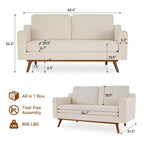 Dyonery 65.4 Comfy Loveseat Sofa Couches for Living Room,Mid Century Modern Small Couch with Spring Cushion,Solid Wood Frame,Tool-Free Assembly