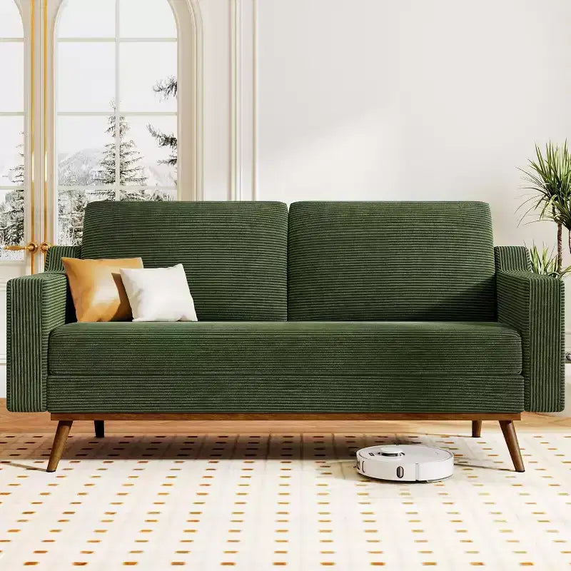 Dyonery 65.4 Comfy Loveseat Sofa Couches for Living Room,Mid Century Modern Small Couch with Spring Cushion,Solid Wood Frame,Tool-Free Assembly