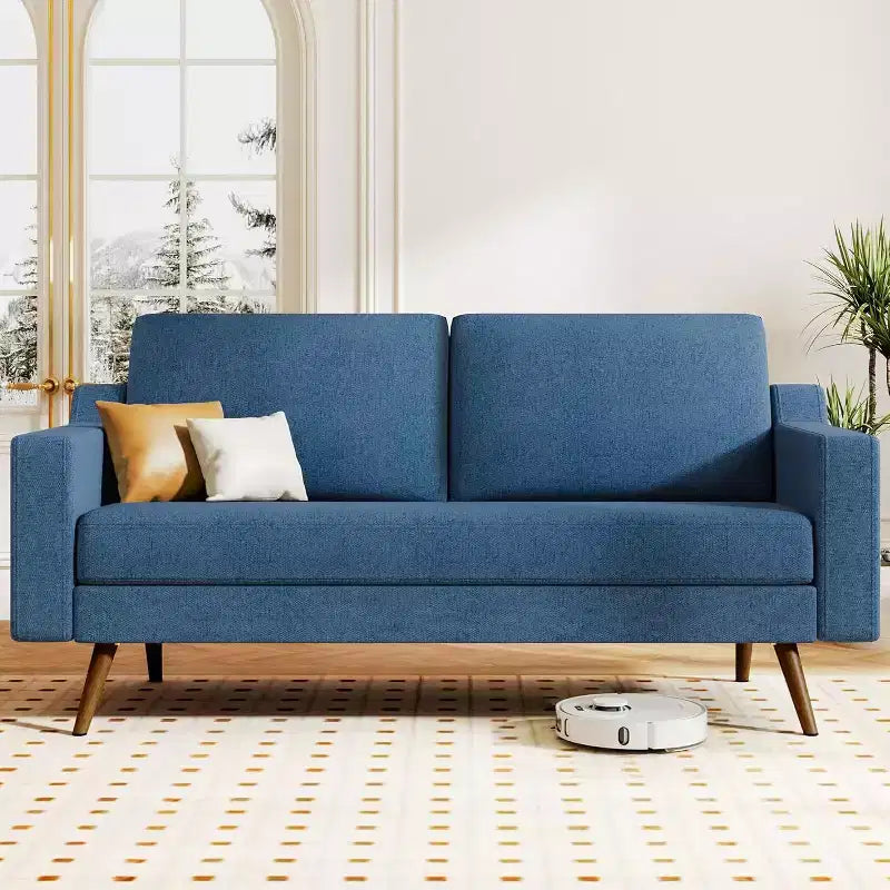 Dyonery 65.4 Comfy Loveseat Sofa Couches for Living Room,Mid Century Modern Small Couch with Spring Cushion,Solid Wood Frame,Tool-Free Assembly