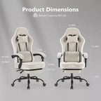 Chaise de jeu d'ordinateur MAYEERTY avec support lombaire Hauteur réglable Roues rotatives à 360° Accoudoirs et appuie-tête inclus