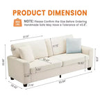 83 Modern 3 Seater Sofa, Deep Seat Sofa with Wide Armrests,Oversized Loveseat with Removable Washable Cover, Plush Cloud Couch for Bedroom,Apartment