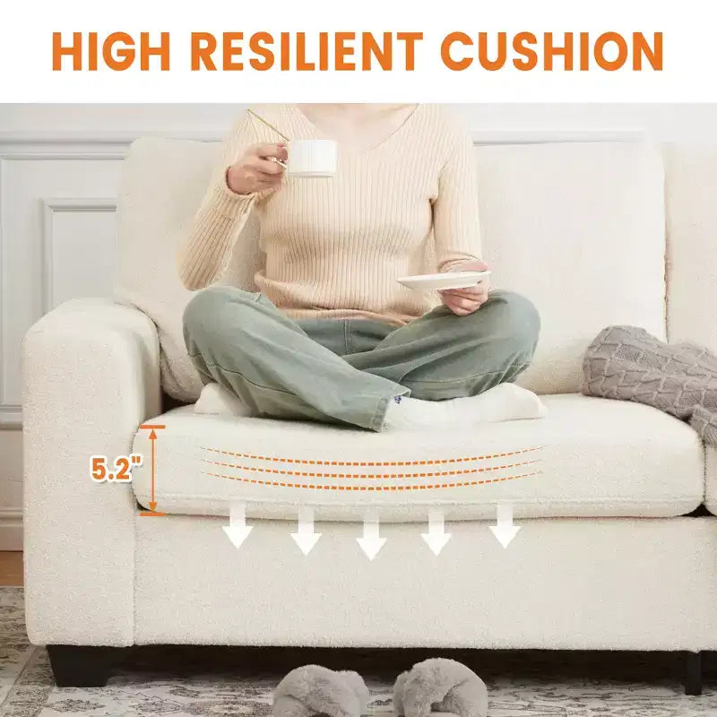 83 Modern 3 Seater Sofa, Deep Seat Sofa with Wide Armrests,Oversized Loveseat with Removable Washable Cover, Plush Cloud Couch for Bedroom,Apartment