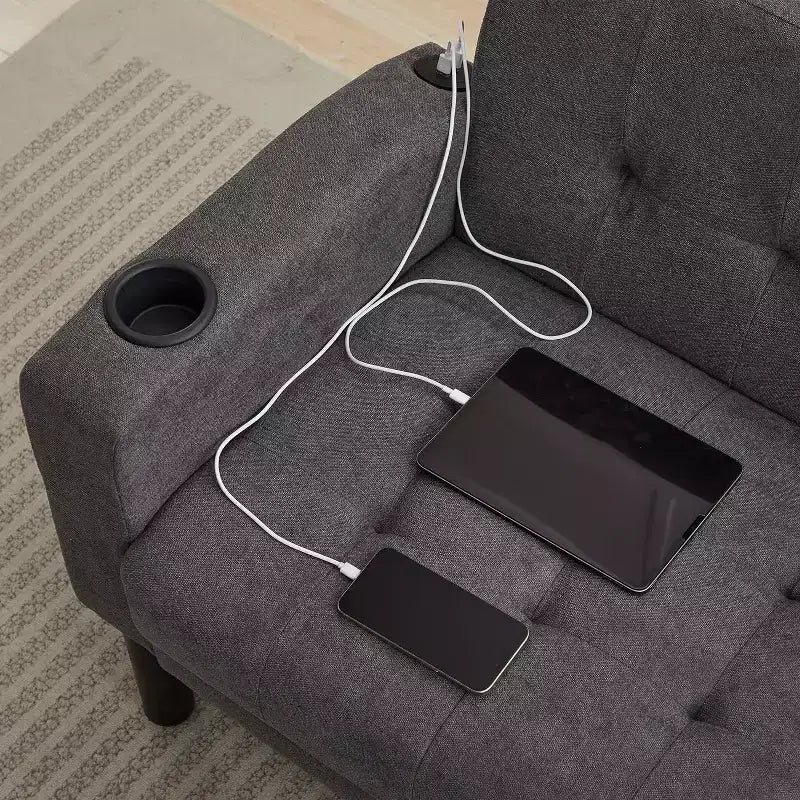 TYBOATLE Sofa Couch, Modern Linen Upholstered Sofa, Loveseat Sofa with Deep Seats for Living Room, Dark Gray