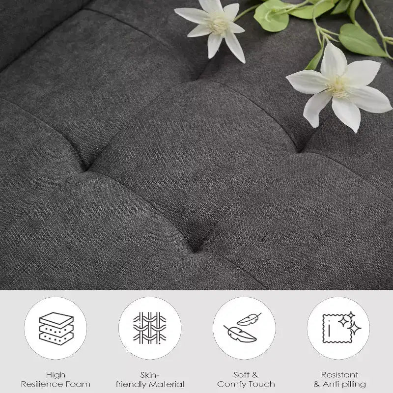TYBOATLE Sofa Couch, Modern Linen Upholstered Sofa, Loveseat Sofa with Deep Seats for Living Room, Dark Gray