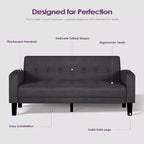 TYBOATLE Sofa Couch, Modern Linen Upholstered Sofa, Loveseat Sofa with Deep Seats for Living Room, Dark Gray