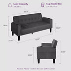 TYBOATLE Sofa Couch, Modern Linen Upholstered Sofa, Loveseat Sofa with Deep Seats for Living Room, Dark Gray
