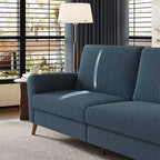 Canapé moderne de 84 pouces, grand canapé 3 places avec accoudoirs profilés, causeuse en bouclette avec pieds en bois, canapé confortable pour salon, appartement, lounge