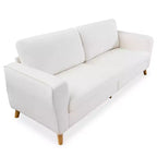 Canapé moderne de 84 pouces, grand canapé 3 places avec accoudoirs profilés, causeuse en bouclette avec pieds en bois, canapé confortable pour salon, appartement, lounge