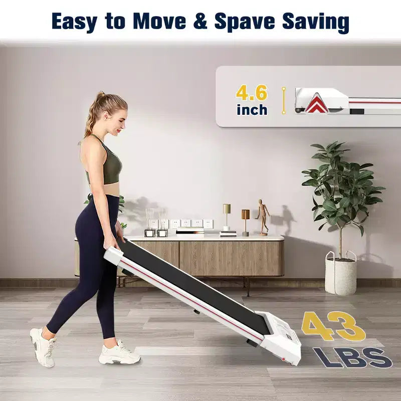 Redliro Walking Pad Treadmill with Incline, Portable Under Desk Treadmill for Home Office, Compact Walking Pad with Smart LED Display, Black