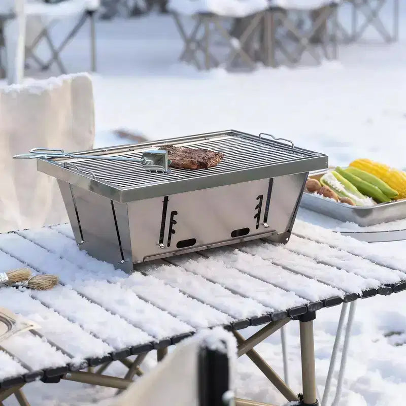 Foldable Portable Charcoal BBQ Grill, Compact Outdoor Barbecue Set for Picnic, Camping, Patio, Backyard, and Travel Cooking