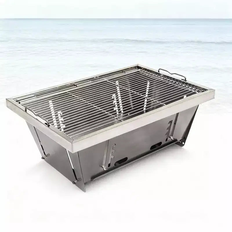 Foldable Portable Charcoal BBQ Grill, Compact Outdoor Barbecue Set for Picnic, Camping, Patio, Backyard, and Travel Cooking